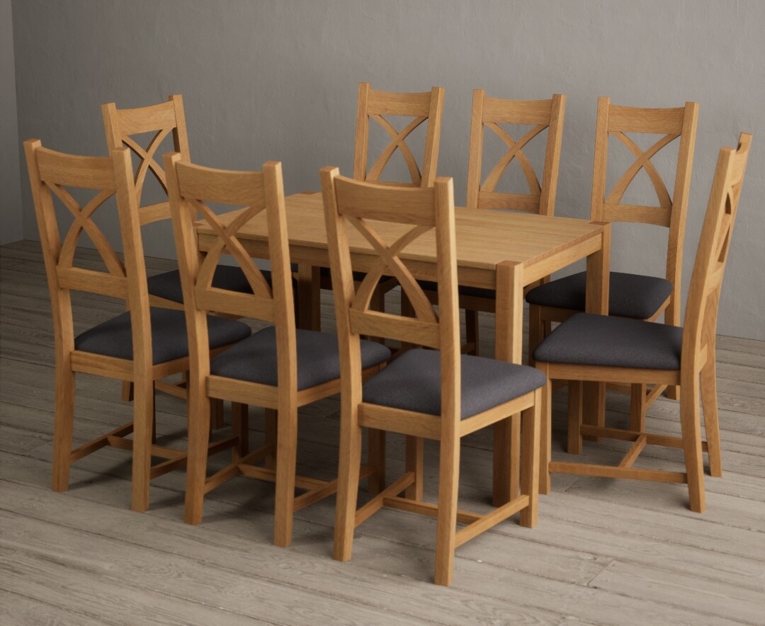 Photo 2 of York 150cm solid oak dining table with 6 oak natural chairs