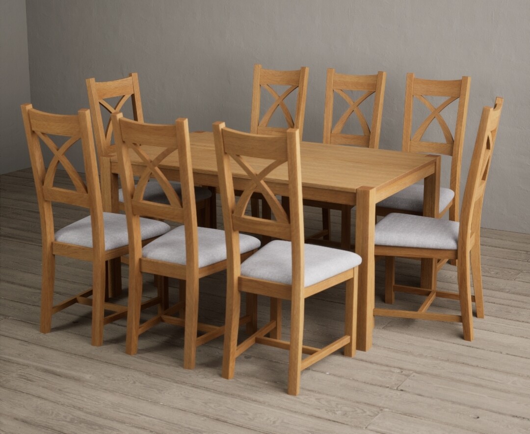 Photo 2 of York 150cm solid oak dining table with 8 oak natural chairs