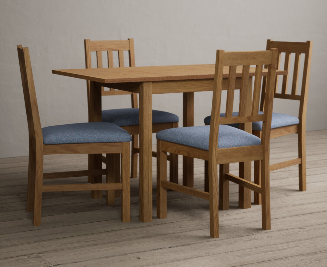 Photo 4 of Extending york 70cm solid oak drop leaf dining table with 4 oak york chairs