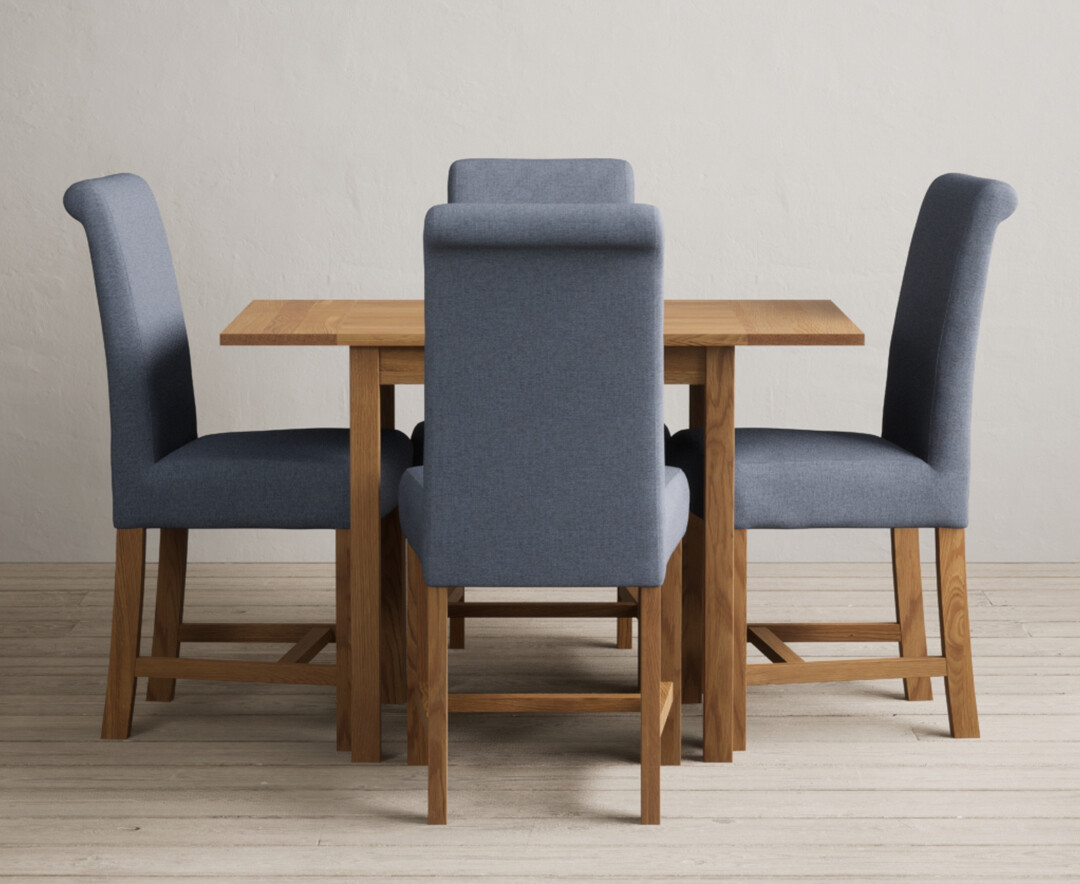 Product photograph of Extending York 70cm Solid Oak Drop Leaf Dining Table With 2 Natural Chairs from Oak Furniture Superstore