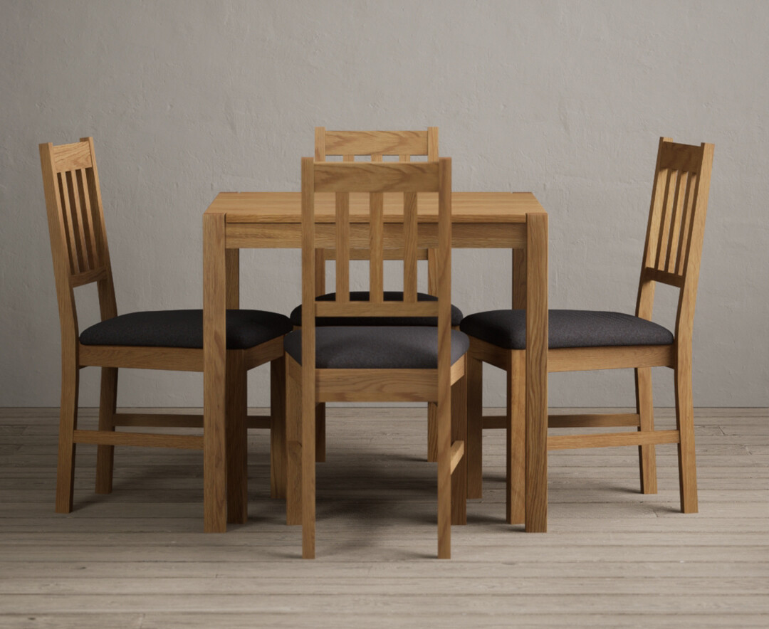 Product photograph of York 80cm Solid Oak Dining Table With 2 Linen York Chairs from Oak Furniture Superstore