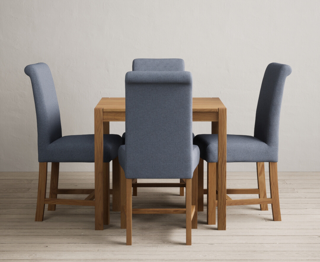 Product photograph of York 80cm Solid Oak Dining Table With 4 Brown Chairs from Oak Furniture Superstore