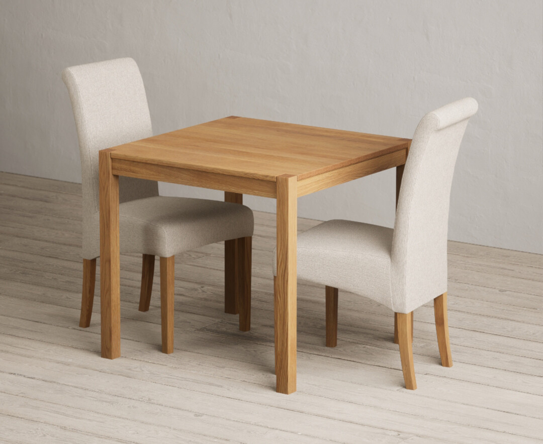 Photo 2 of York 80cm solid oak dining table with 4 natural chairs