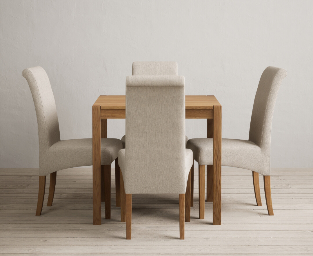 York 80cm Solid Oak Dining Table With 4 Natural Chairs