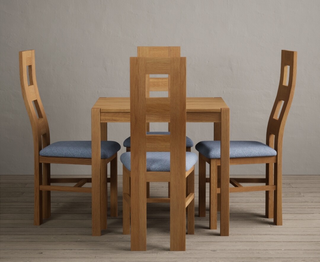 Photo 1 of York 80cm solid oak dining table with 2 linen flow back chairs