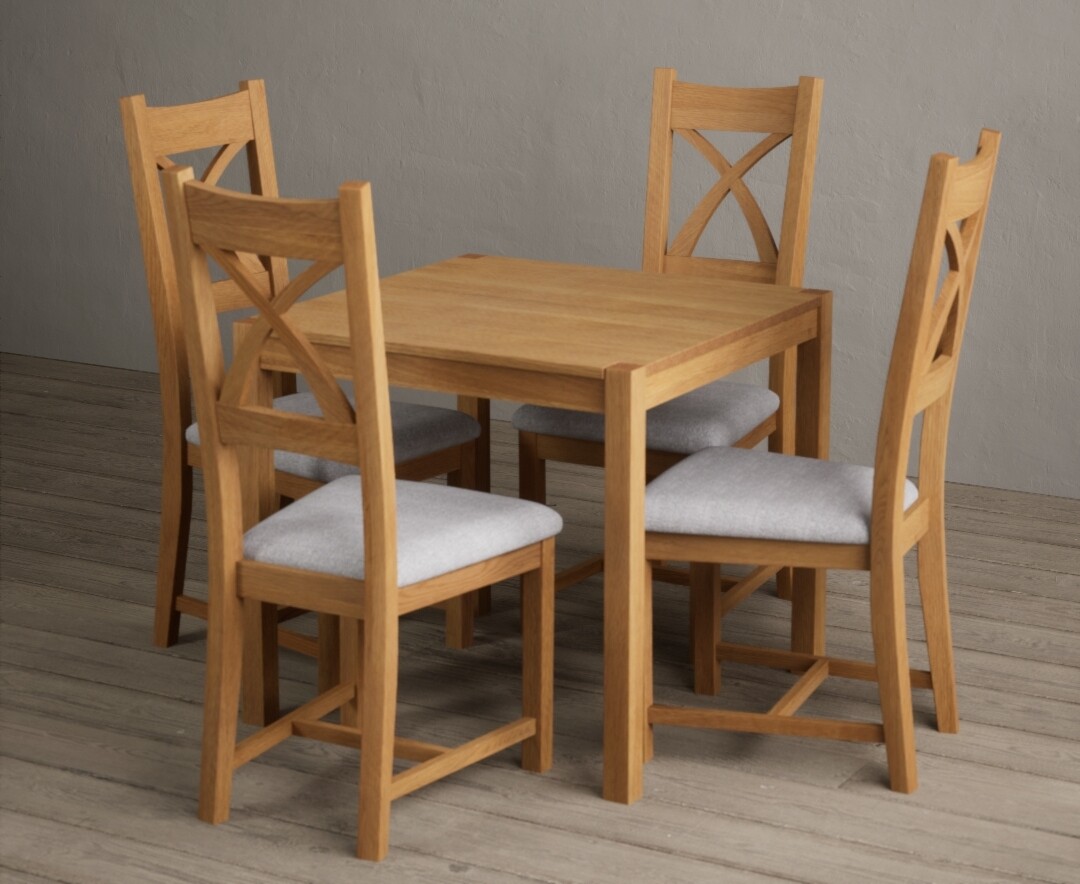 Photo 2 of York 80cm solid oak dining table with 2 oak natural chairs