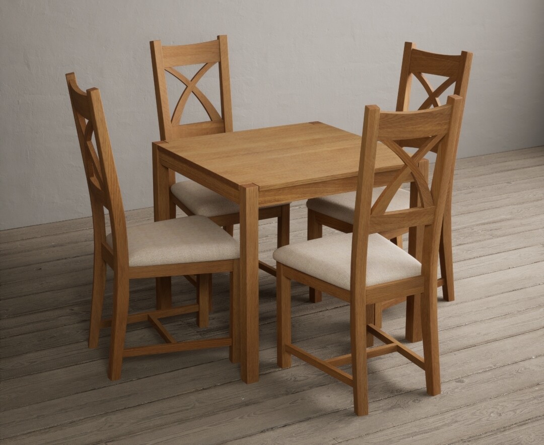 Photo 3 of York 80cm solid oak dining table with 4 oak natural chairs