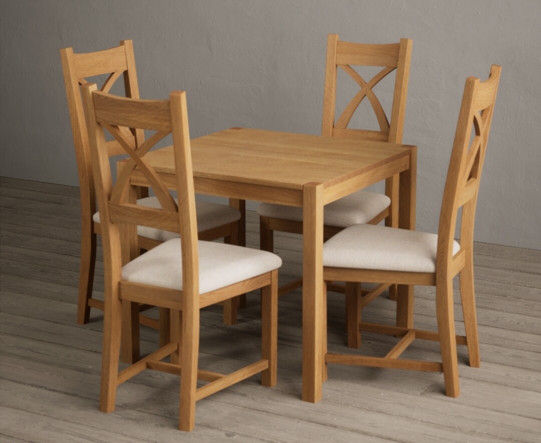 Photo 2 of York 80cm solid oak dining table with 4 oak natural chairs