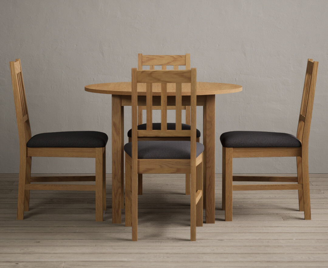 Extending York 90cm Solid Oak Dining Table With 4 Oak York Chairs