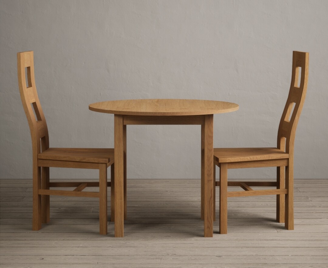 Product photograph of Extending York 90cm Solid Oak Dining Table With 4 Oak Natural Chairs from Oak Furniture Superstore