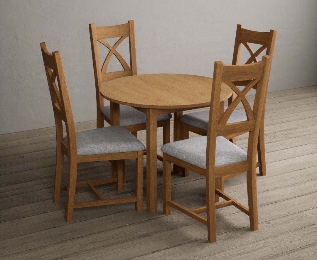 Photo 2 of Extending york 90cm solid oak dining table with 2 oak natural chairs