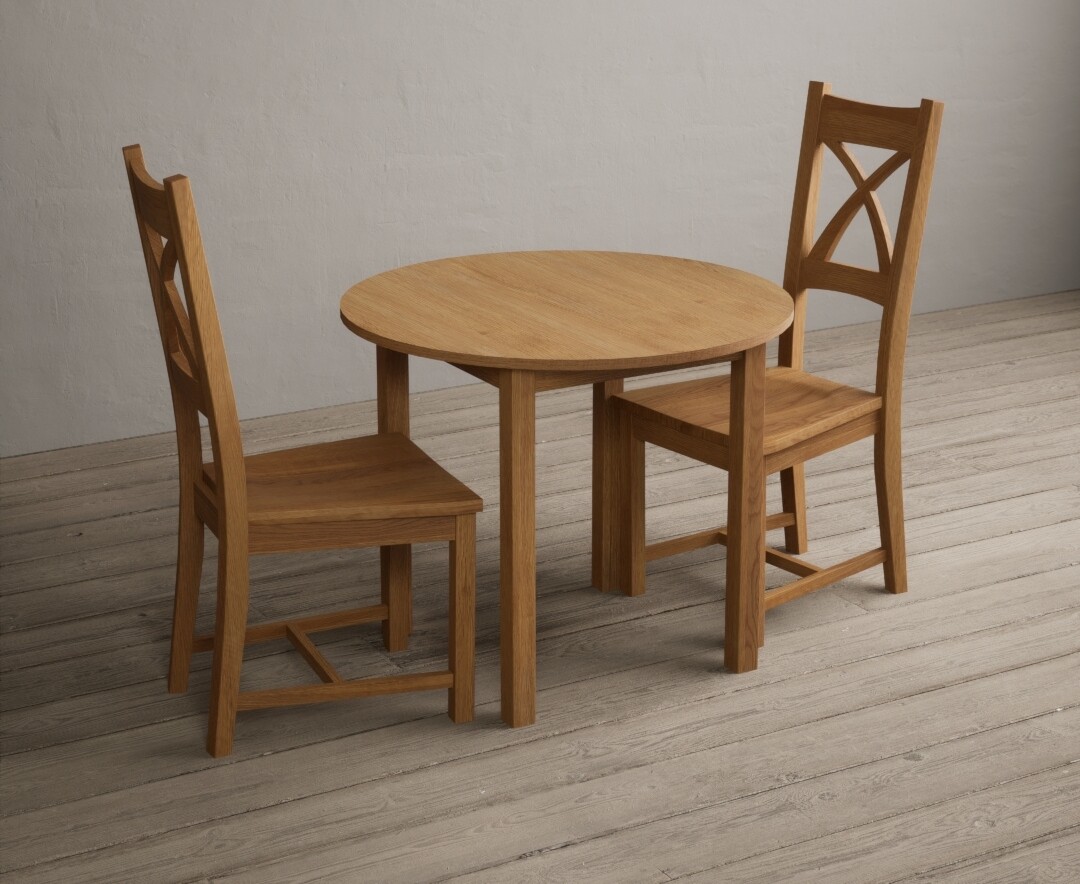Photo 4 of Extending york 90cm solid oak dining table with 4 light grey natural solid oak chairs
